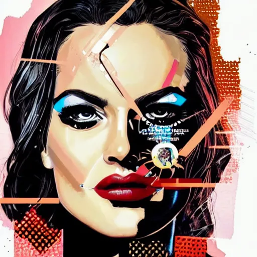 Prompt: a portrait of a beautiful woman as a robot, by marvel comics and Sandra Chevrier