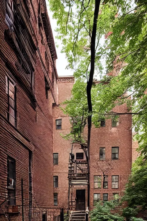 Image similar to (((((a ramshackle manhattan brick brownstone deep in the forest))))) by Andy Walsh!!!!!!!!!!!!!!!!!!!!!!!!!!!