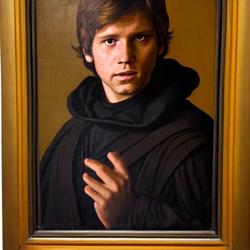 Image similar to a portrait painting of luke from star wars in a renaissance style hanging in the louvre