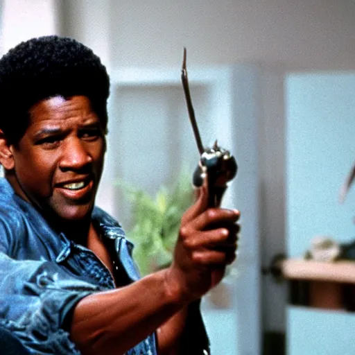 Image similar to film still of denzel washington playing ace ventura