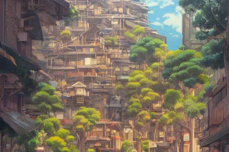 Image similar to sydney, australia. 4 k digital paint by studio ghibli hayao miyazaki. very sharp and detailed. trending on artstation and behance.