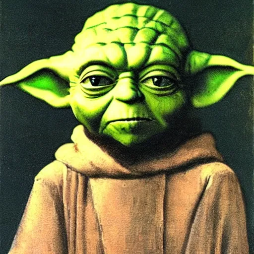 Prompt: yoda as a knight oil on canvas, 1883