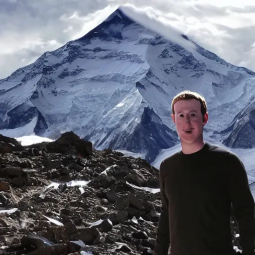 Image similar to Mark Zuckerberg standing on top of Mount Everest