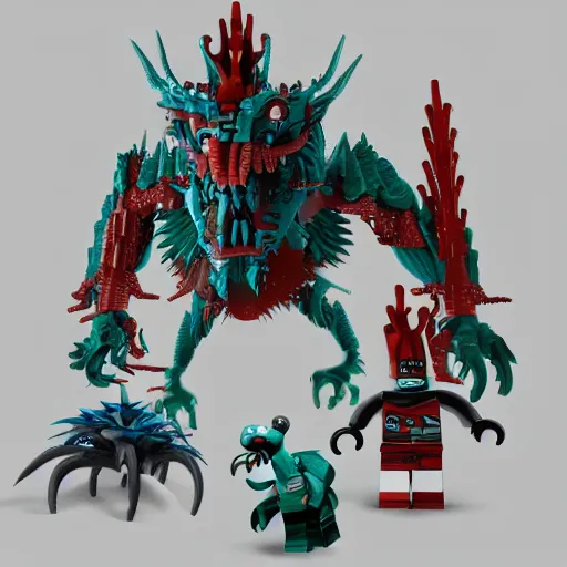 Image similar to ctulhu monster lego set, 3d unreal 5k render