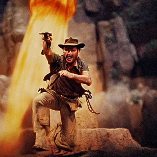 Image similar to a still from indiana jones in the space