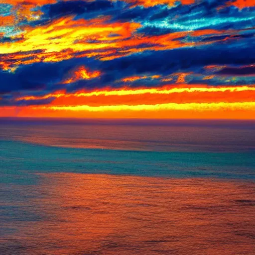 Image similar to impressionist painting of a sunrise over the atlantic ocean, east highly textured, hd, 8k