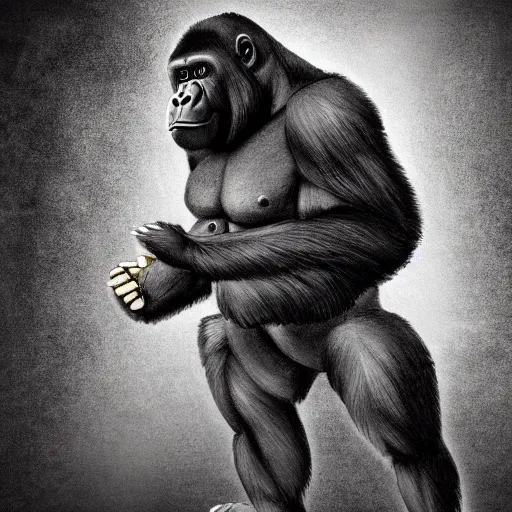 Gym Gorilla Digital Art Illustration, Generative AI Stock Photo