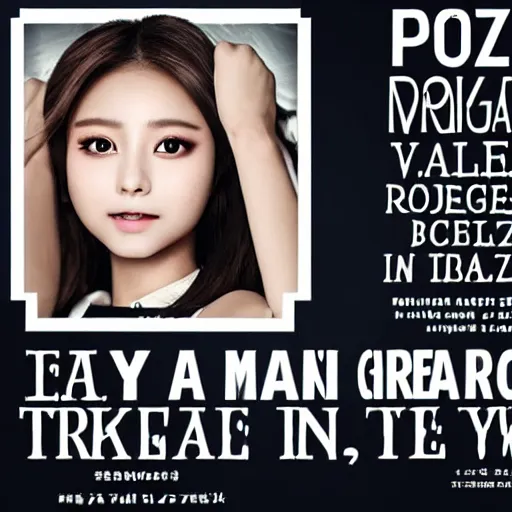 Prompt: propoganda poster of tzuyu from twice taking over the wold