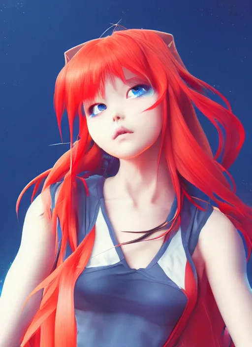 Image similar to a studio photograph of a beautiful Asuka Langley, portrait by Ross Tran and WLOP, trending on Instagram, trending on ArtStation, trending on pixiv, ultra detailed, octane render, CGsociety, HDR, 8k, 4k, wallpaper