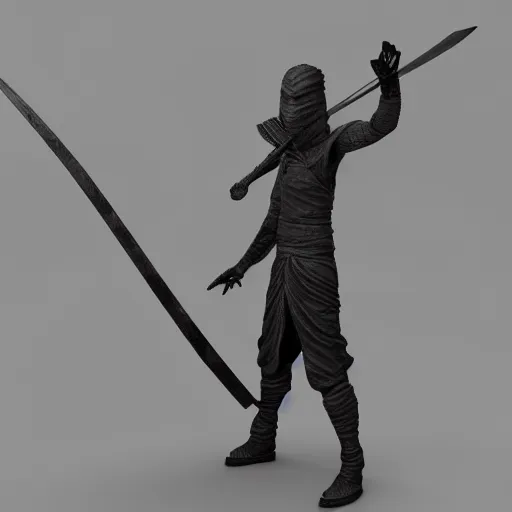 Image similar to a ninja holding a sword, 3 d render octane, trending on artstation