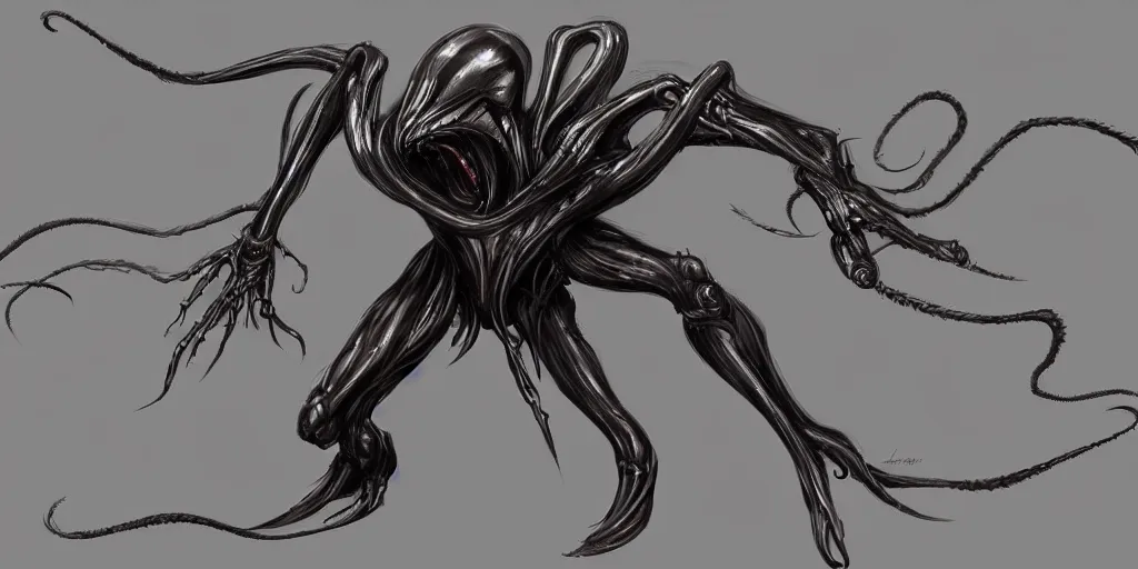 Prompt: previously unseen spider xenomorph, concept art, character concept, Alien,