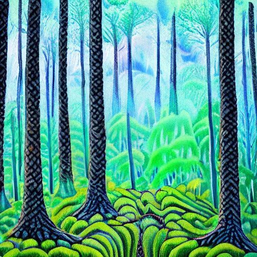 Image similar to a picture of a forest by an artist on DMT