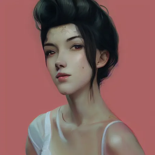 Prompt: a stunning artstation style portrait painting of grace charis, in the style of WLOP, eyes completely white, 8k masterpiece, curvy, slim build, full body, wide view cinematic lighting, pristine clean design, realistic, irresistable, insanely detailed,