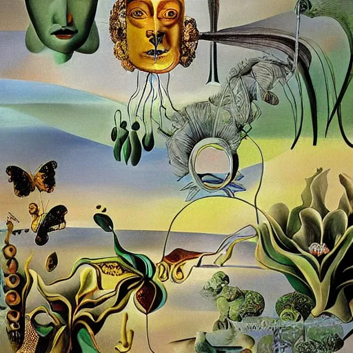 Image similar to infinite space on monestras plants and orchids by cirico, salvador dali