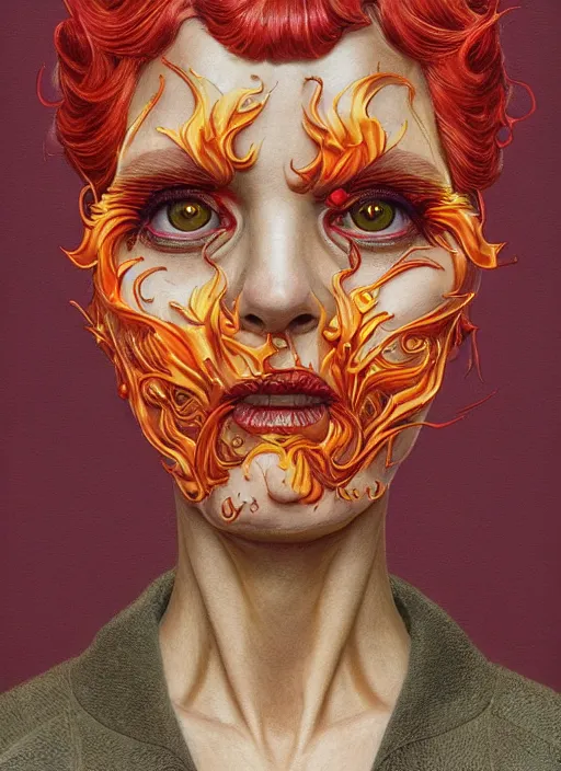 Prompt: flame portrait :: by Martine Johanna and Simon Stålenhag and Chie Yoshii and Casey Weldon and Guillermo del toro :: ornate, dynamic, particulate, rich colors, intricate, harper's bazaar, elegant, highly detailed, centered, artstation, smooth, sharp focus, octane render, 3d