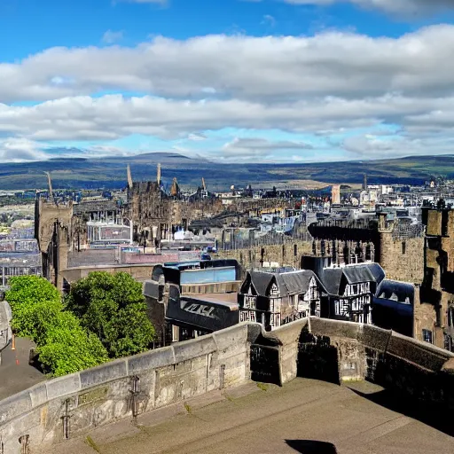 Prompt: view of the end of the world from Edinburgh castle