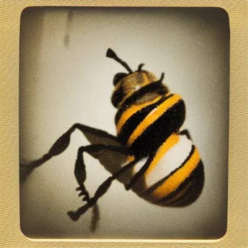 Prompt: Polaroid photo of fragmented greek sculpture of a still of Bee movie