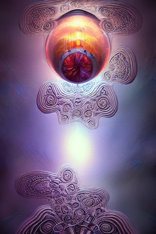 Image similar to design only! 2 0 5 0 s retro future art 1 9 7 0 s science fiction borders lines decorations space machine. muted colors. by jean - baptiste monge. mandelbulb 3 d, fractal flame, jelly fish