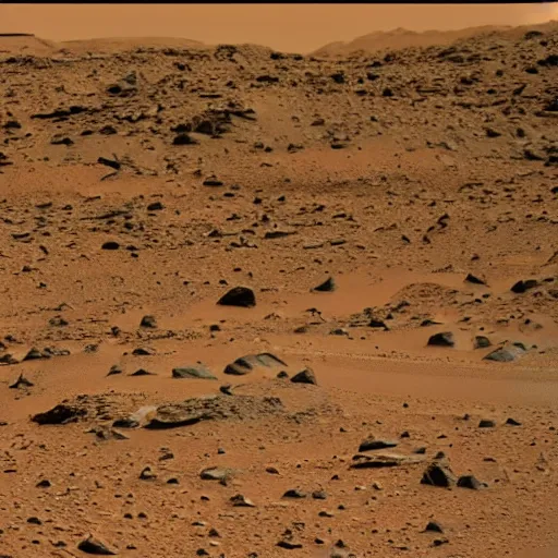 Image similar to Cat looking figure in the distance, an old restored photo from a Curiosity Mars rover