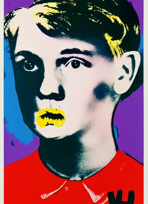 Prompt: baby hitler by andy warhol, poster, illustration, airbrush, detailed pop art