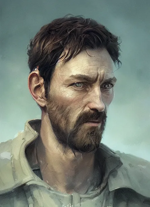 Image similar to a portrait of sam vimes, beautiful painting with highly detailed face by greg rutkowski and magali villanueve