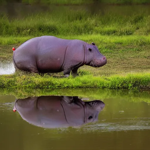 Image similar to A high quality photo of a hippo in a pond, 4k, detailed, focus on the hippo