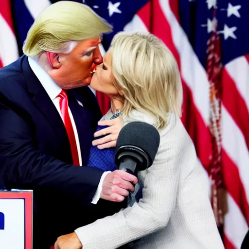 Prompt: Donald trump embracing Joe Biden, intimate, hyper realistic, kissing, 4k, 8k