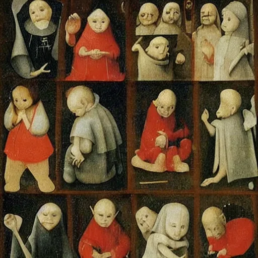 Image similar to the faceless children Hieronymus Bosch