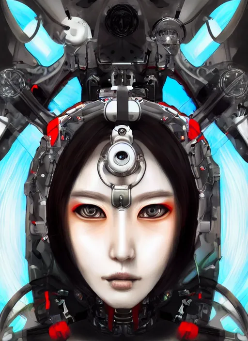 Image similar to portrait of a cyborg woman by Takashi Murakami, hyper detailled, trending on artstation