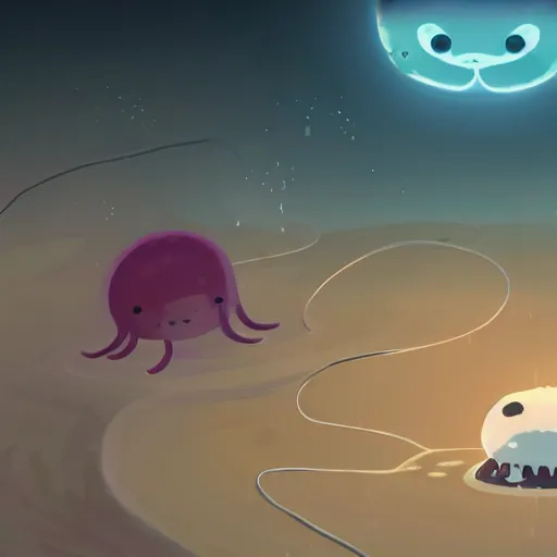 Prompt: baby harp seals being eaten by a jellyfish robots on a crystalline alien world, atey ghailan, goro fujita, studio ghibli, scary lighting, clear focus, very coherent