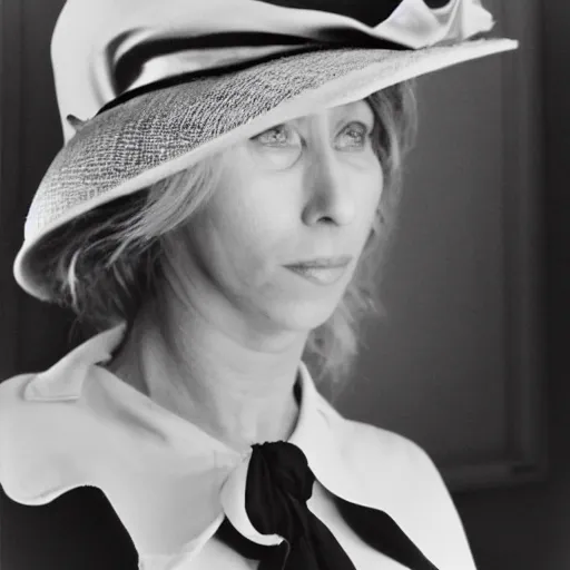 Prompt: Cindy Sherman photo movie stills big city Small hat black and white 35mm