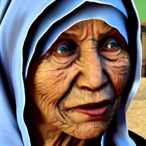 Prompt: Mother Theresa as a gangster in GTA5 8k hyperdetailed photorealism ultra high quality