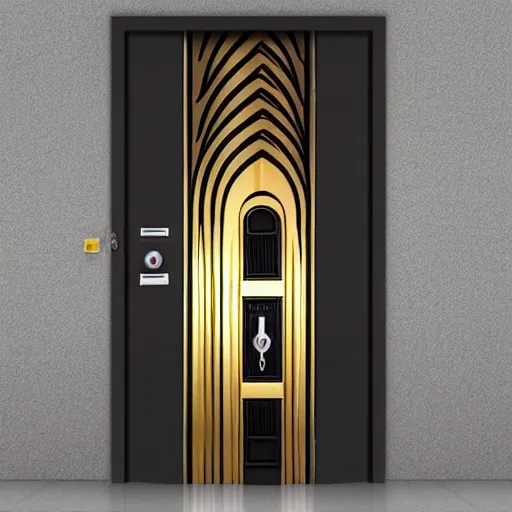 Image similar to hyper realistic art - deco sci - fi door