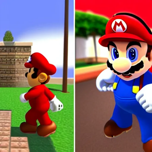 Prompt: super Mario 64 hitman crossover