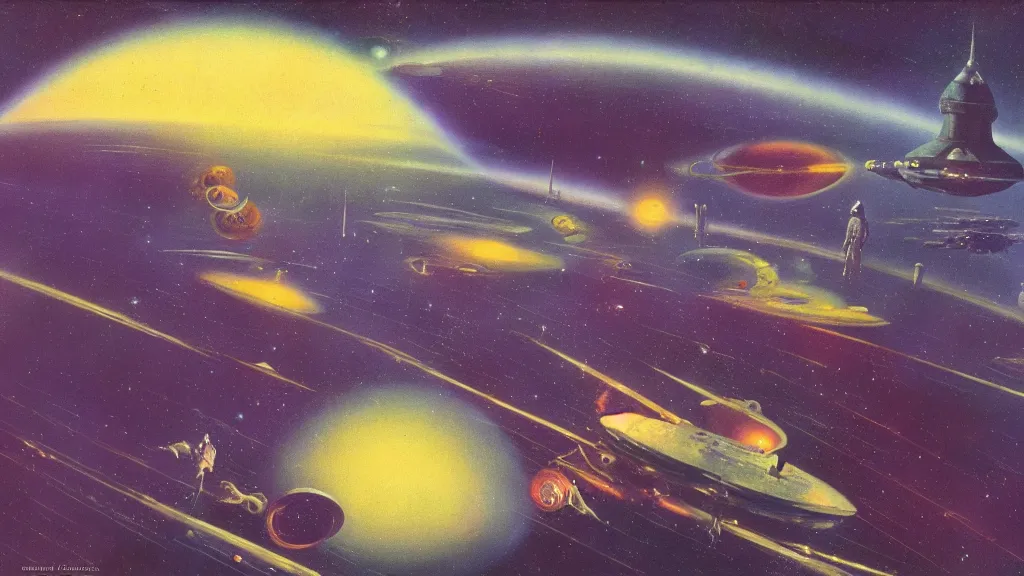 Image similar to spaceship design by paul lehr and jack gaughan and john schoenherr, cinematic matte painting