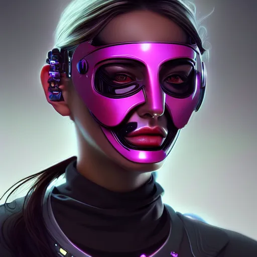 Image similar to face mask on beautiful woman face, cyberpunk art by kuno veeber, cgsociety, computer art, ultra detailed, futuristic, anime aesthetic