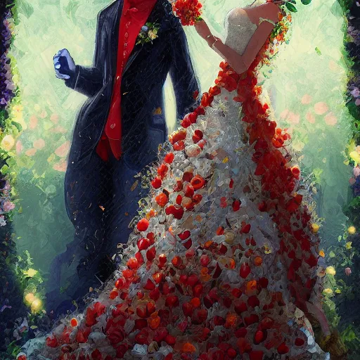 Prompt: wedding of two fruits trending on artstation