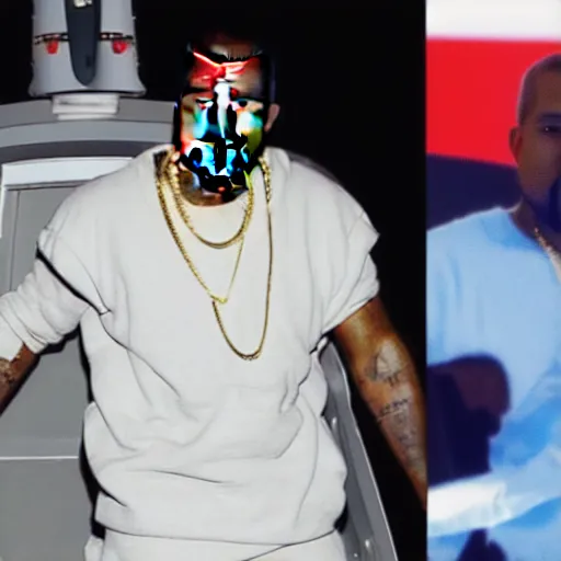 Image similar to kanye west in spaceship as united states of america president