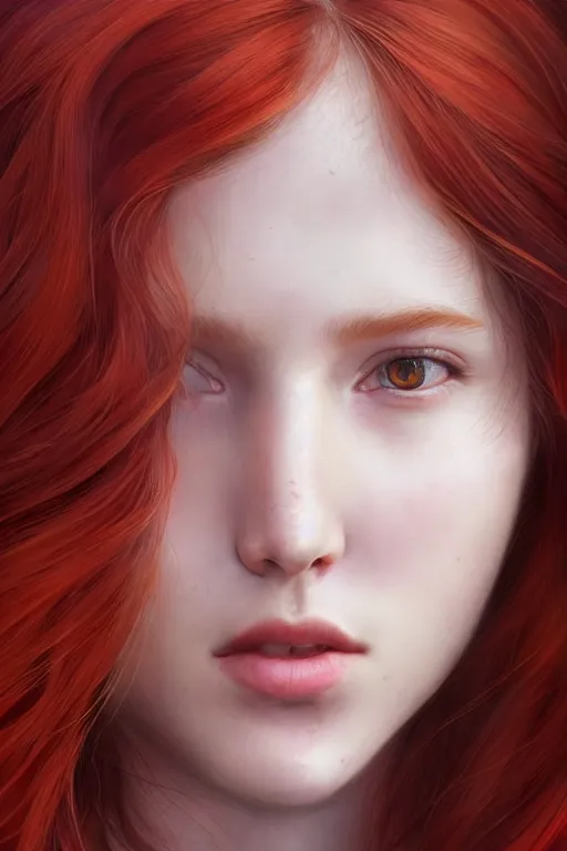 Image similar to ultra realistic style illustration of a beautiful cute red haired joyful 1 9 year old teen, full portrait, long hair, sci - fi, fantasy, intricate, elegant, digital painting, artstation, concept art, smooth, sharp focus, 8 k frostbite 3 engine, ultra detailed, art by artgerm and greg rutkowski and magali villeneuve