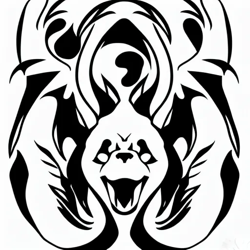 Image similar to vector art of welsh dragon and panda mixed, intercrossed, chimera, adobe illustrator