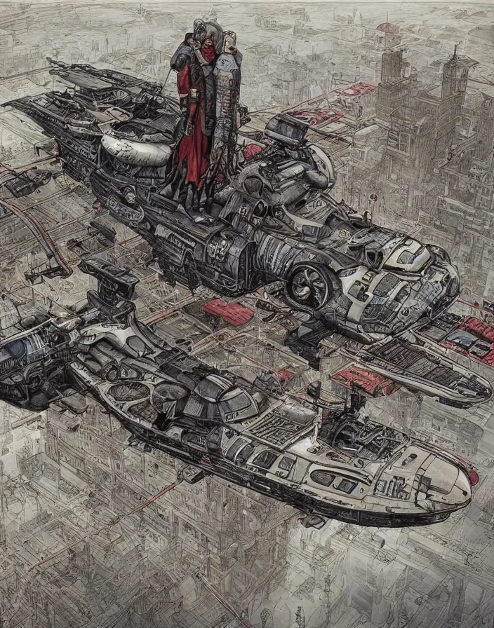 Prompt: hyper detailed industraial & utility by enki bilal