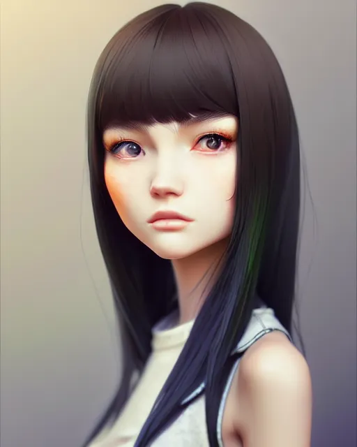 Prompt: full 1 2 0 mm face portrait of a beautiful slender kazakh girl, in tshirt, happy, by saruei and guweiz and ilya kuvshinov and grant morrison and range murata digital art, highly detailed intricate, sharp focus, trending on artstation hq deviantart pinterest, unreal engine 5, 4 k uhd image