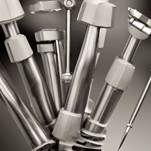 Image similar to orthopedic instrument maker at work, very photorealistic, professional photography