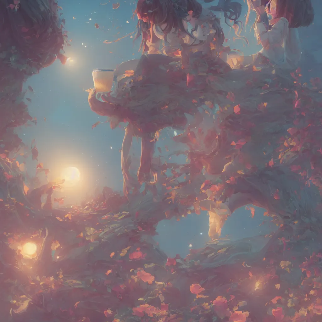 Prompt: colored milk tea, ice cream, fantasy art by greg, loish, rhads, ferdinand knab, makoto shinkai and lois van baarle, ilya kuvshinov, rossdraws, tom bagshaw, dreamy, soft, backlight, luminescence, highly detailed, 8 k