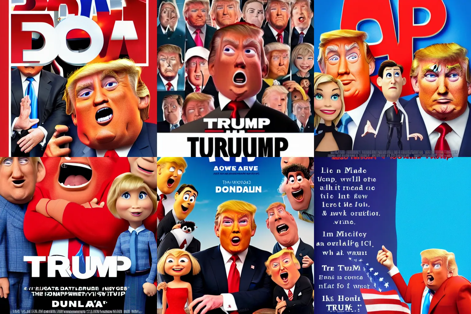 Prompt: Pixar\'s Donald Trump. movie poster