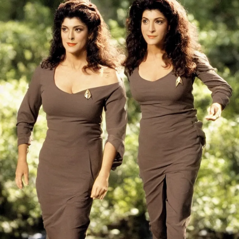 Image similar to 2 5 year old deanna troi from the first season of star trek the next generation, no double people