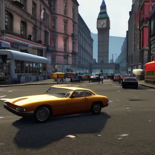 Prompt: grand theft auto 6 london gameplay