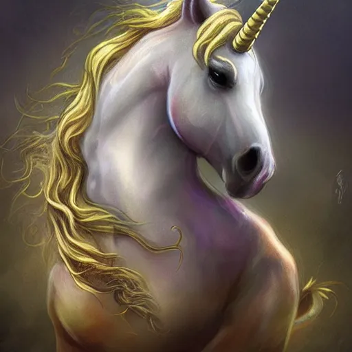 Image similar to a tiny evil pet unicorn, fantasy art