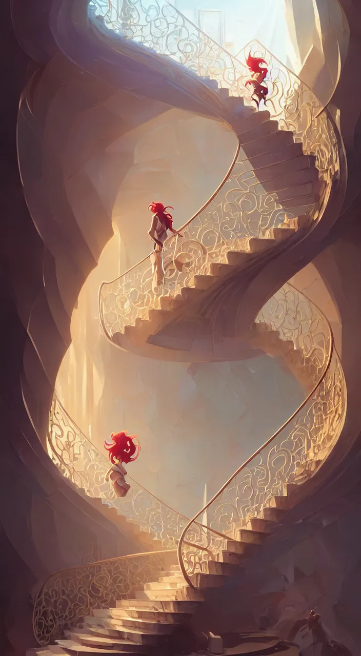 Prompt: incredible, mindblowing, never - ending swirling staircases, in marble incrusted of legends official fanart behance hd by jesper ejsing, by rhads, makoto shinkai and lois van baarle, ilya kuvshinov, rossdraws global illumination