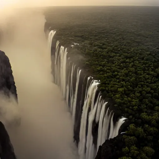 Image similar to a stunning areal photo of victoria falls zambia, zimbabwe. early morning mist